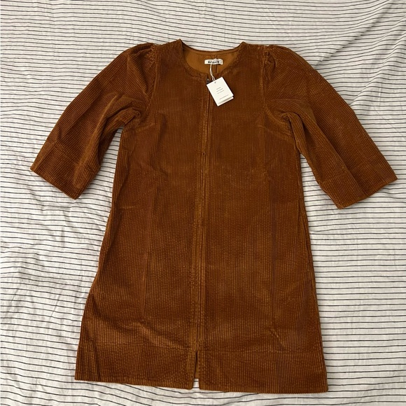 NWT SMALLABLE BASICS  Corduroy Zip Dress with Wide Sleeves | Hazelnut - Picture 5 of 7